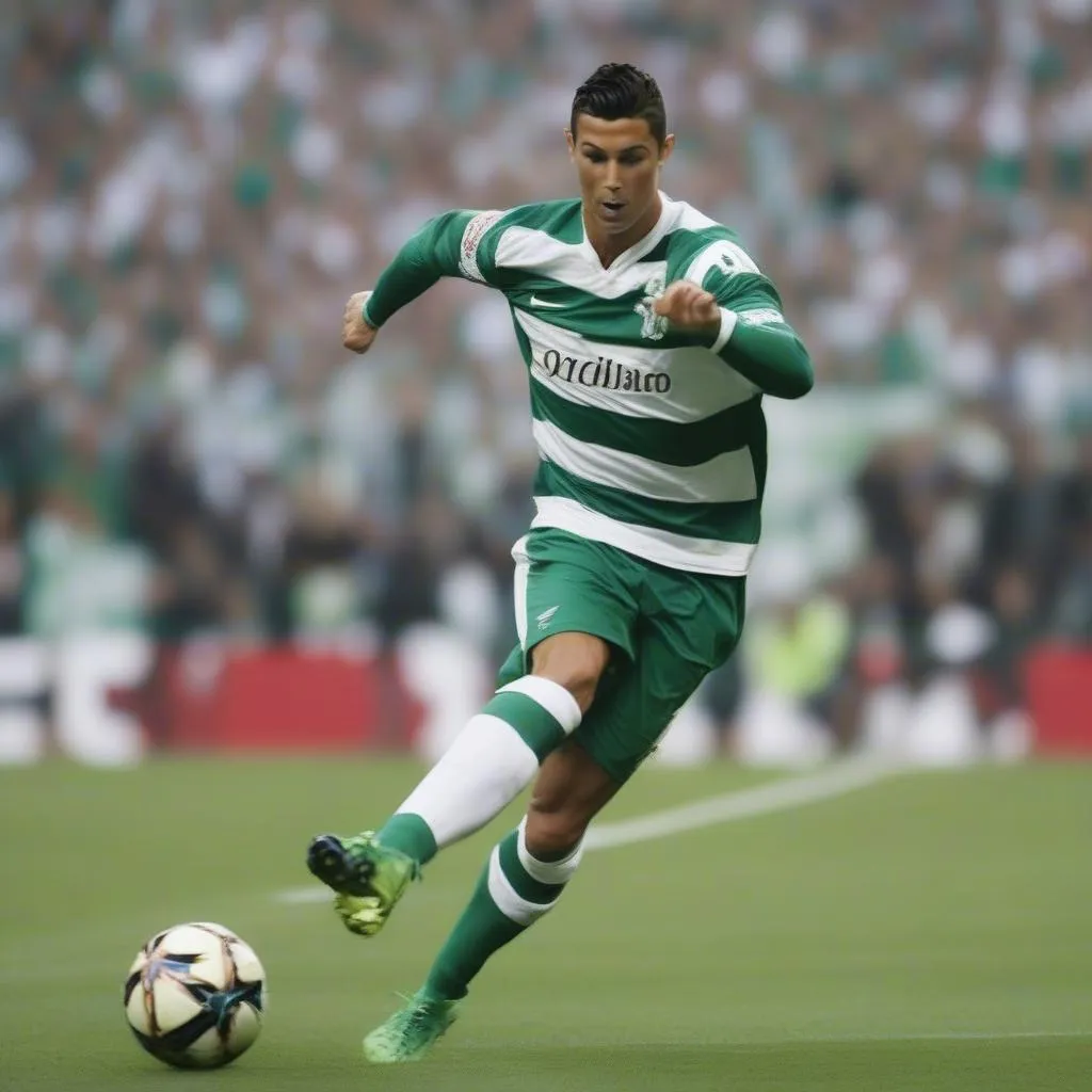 Ronaldo ghi bàn bằng cú quay lưng đẹp mắt trong trận đấu cho Sporting Lisbon