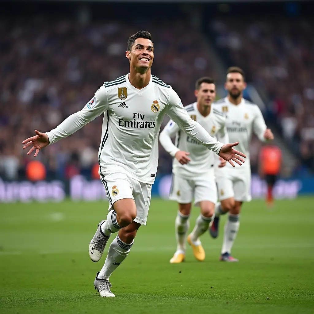 Cristiano Ronaldo trong màu áo Real Madrid