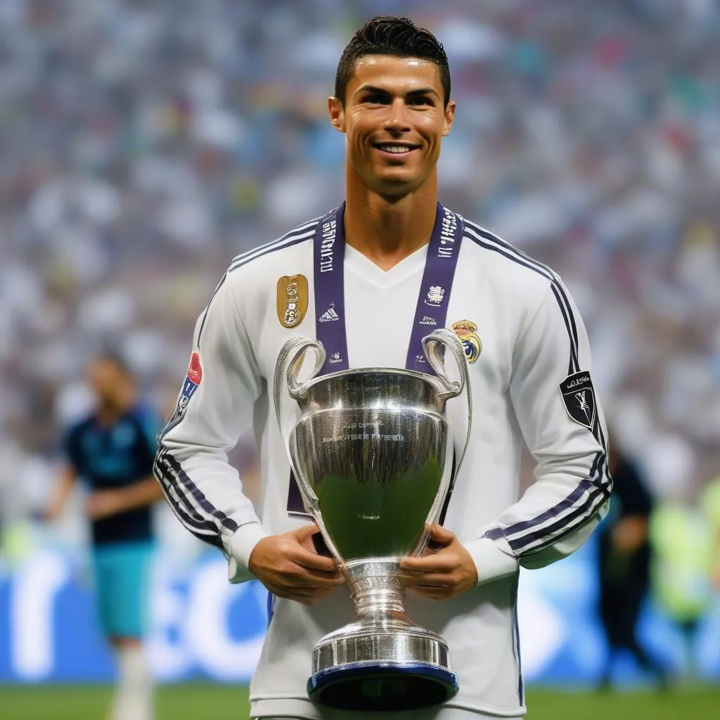 Ronaldo nâng cao chiếc cúp Champions League cùng Real Madrid