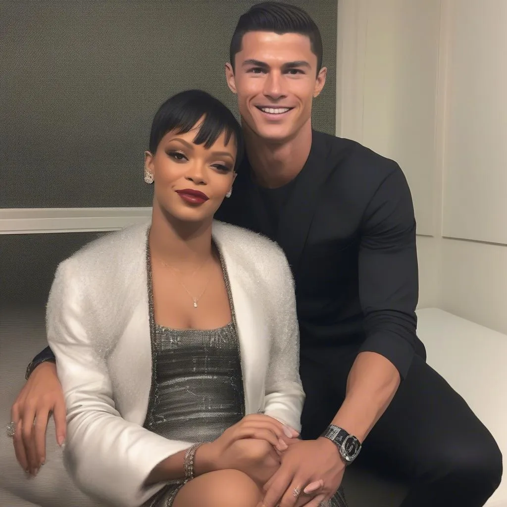 Cristiano Ronaldo và ca sĩ Rihanna,  hai ngôi sao nổi tiếng 