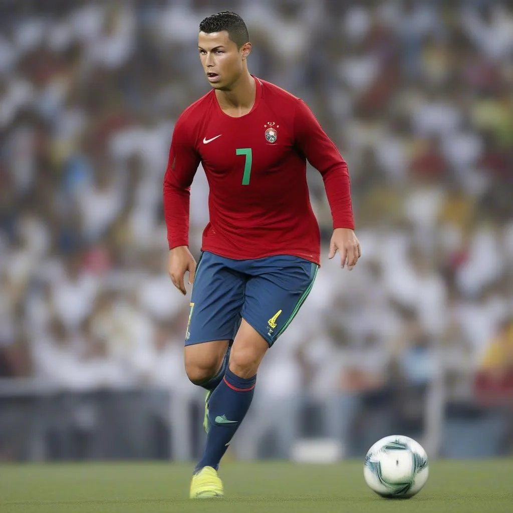 Hình ảnh Ronaldo đang đi bóng