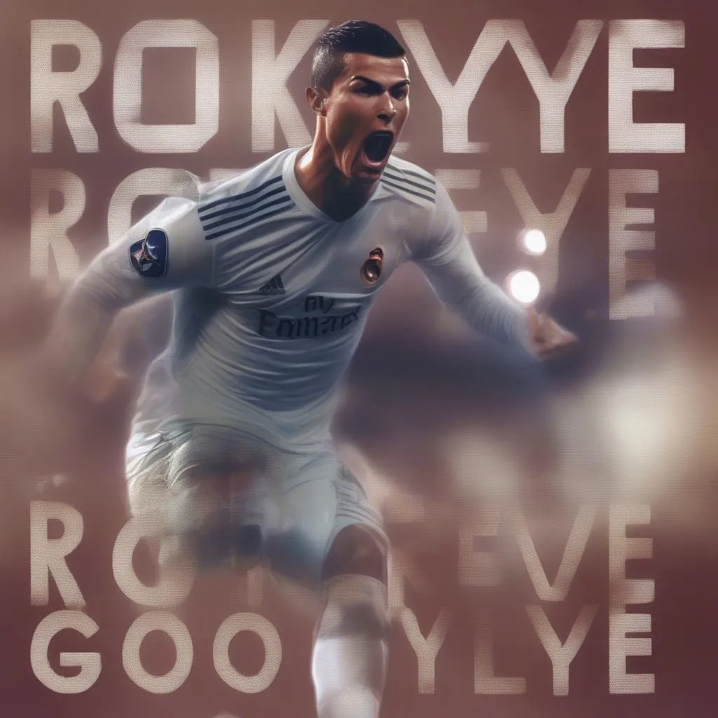 Hình ảnh Cristiano Ronaldo ghi bàn thắng cùng với dòng chữ “Rockabye”