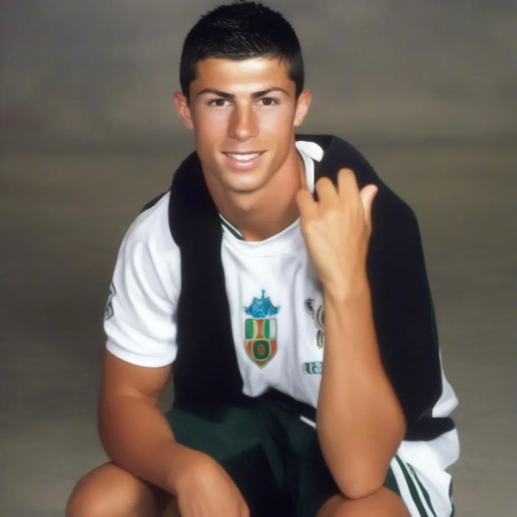 Cristiano Ronaldo với mái tóc ngắn thời mới khởi nghiệp