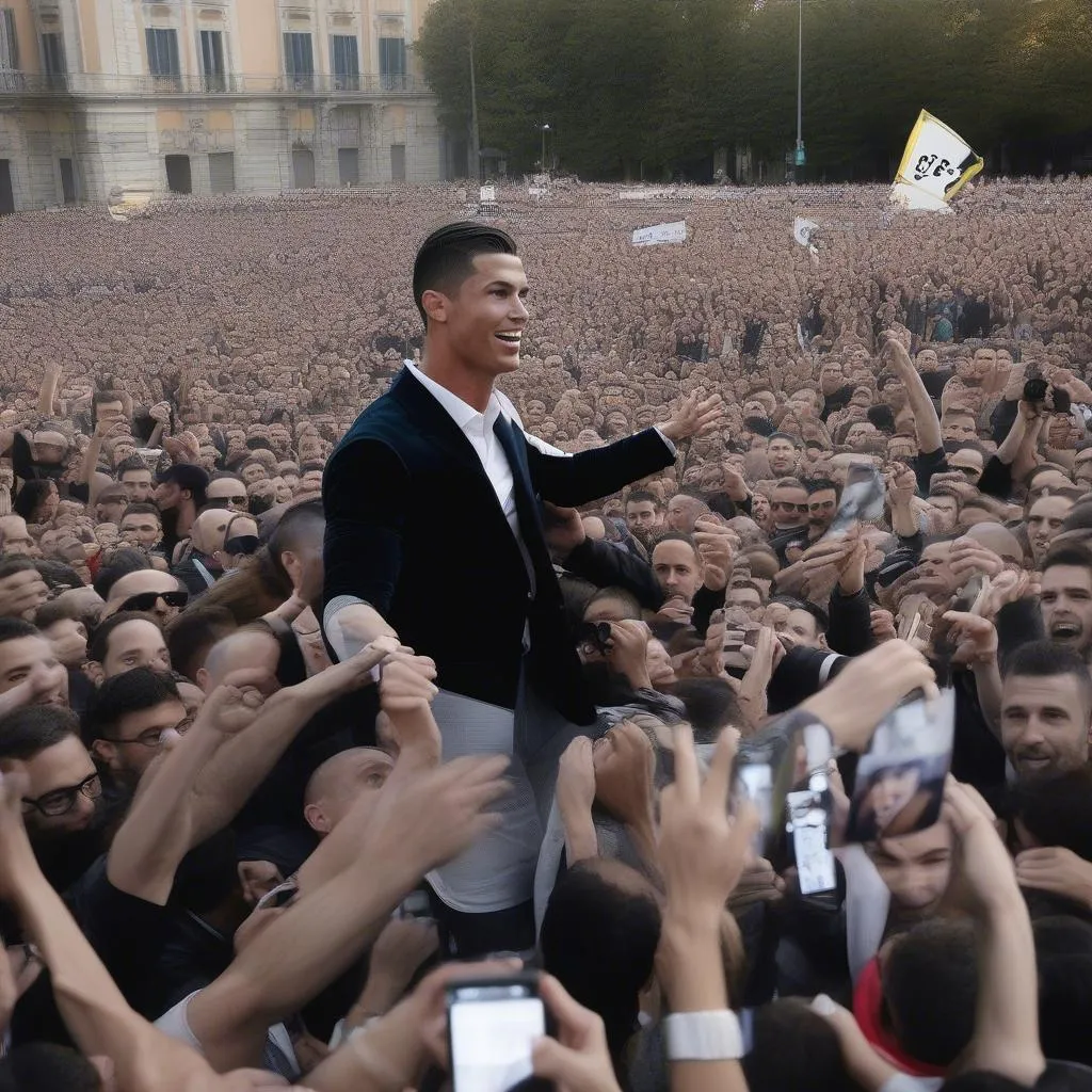 Ronaldo sang Juventus, hình ảnh cán bộ và người hâm mộ