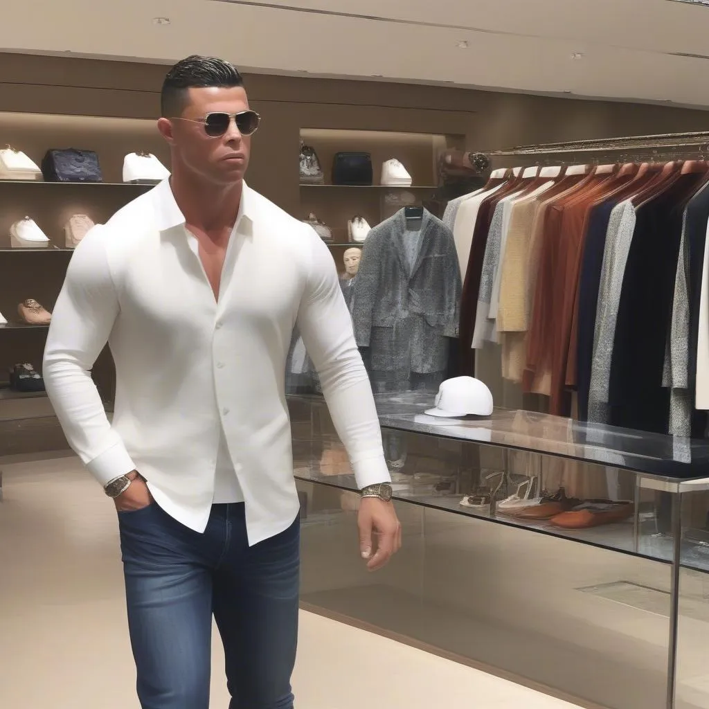 Ronaldo shopping at luxury brands