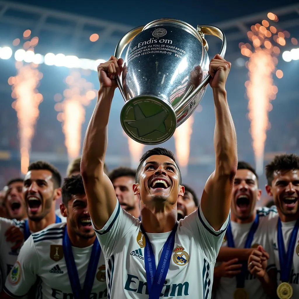 Ronaldo nâng cao chiếc cúp vô địch Champions League