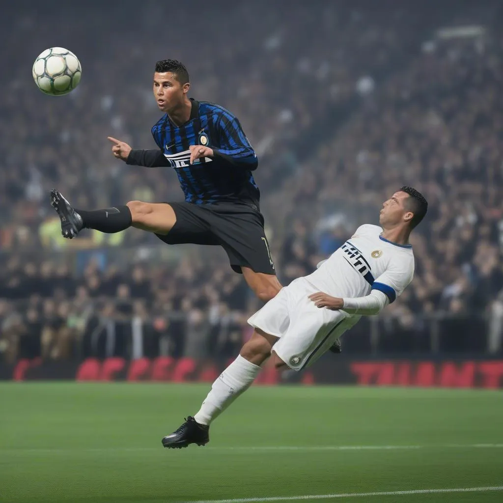 Ronaldo ghi bàn bằng cú sút xa vào lưới Inter Milan