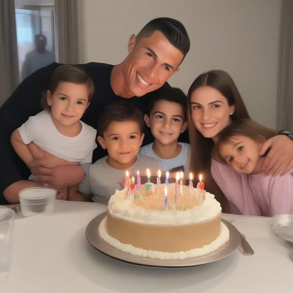 Ronaldo và gia đình trong ngày sinh nhật