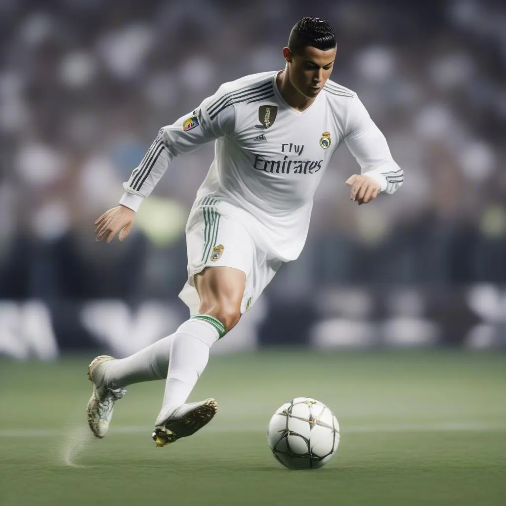 Ronaldo sử dụng kỹ thuật đi bóng thượng thừa để vượt qua đối thủ