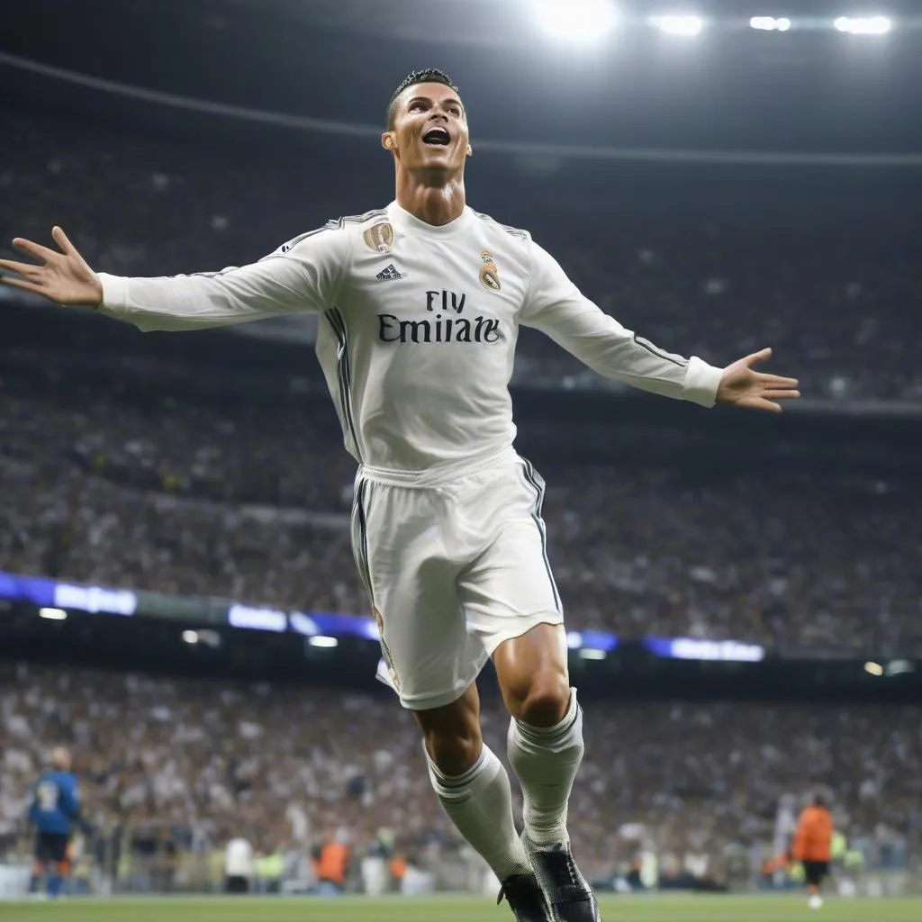 Cristiano Ronaldo ăn mừng bàn thắng cho Real Madrid