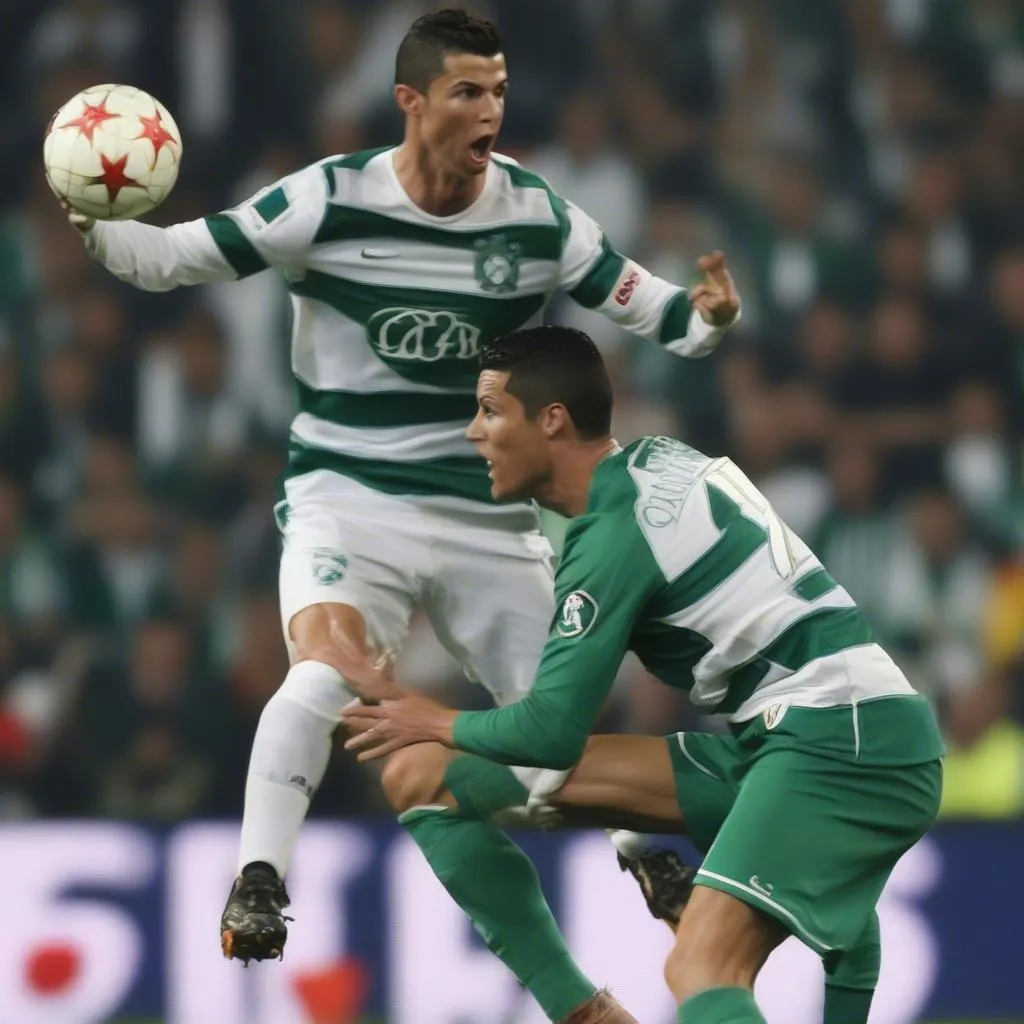 Ronaldo cùng Sporting Lisbon đã có những trận đấu ấn tượng tại Champions League