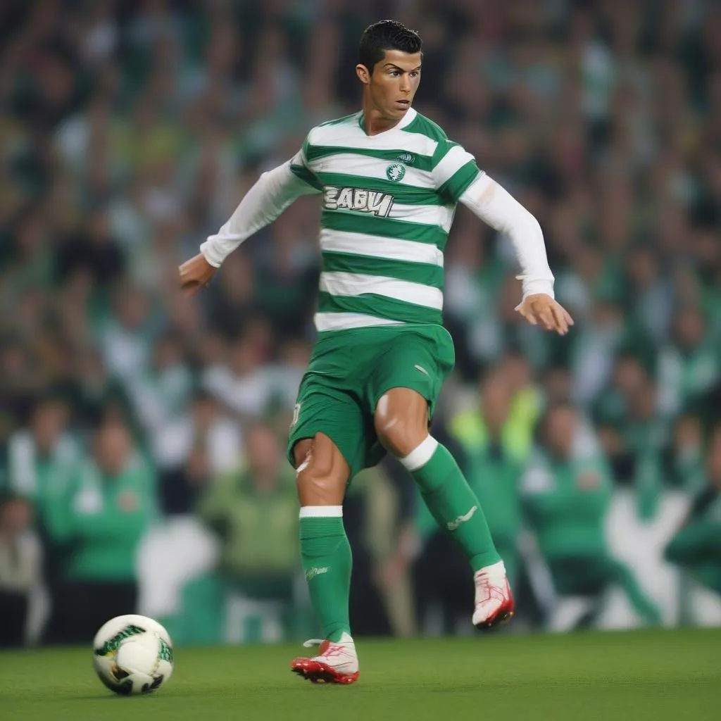 Hình ảnh Ronaldo Sporting Lisbon đấu MU - Cú sút ấn tượng