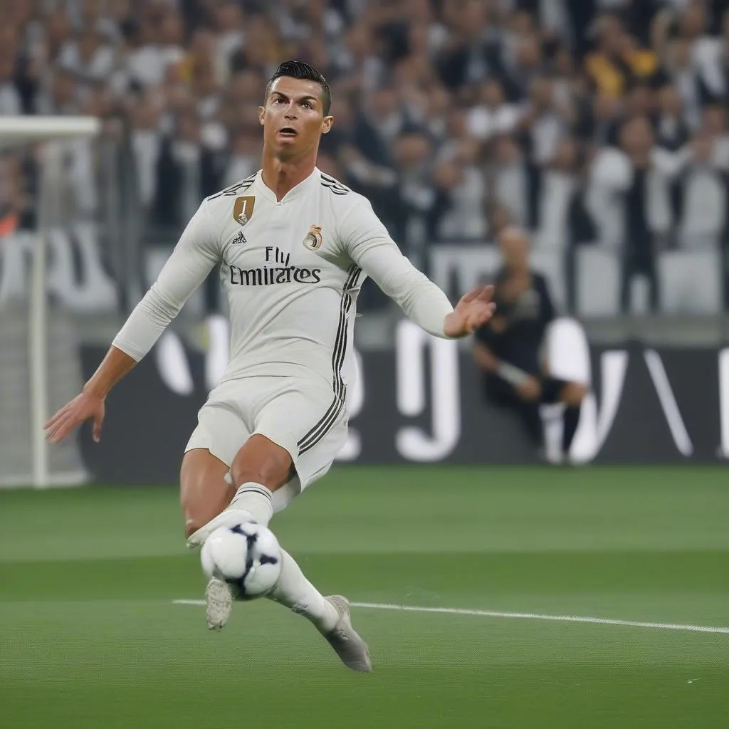 Ronaldo ghi bàn vào lưới Juventus năm 2018