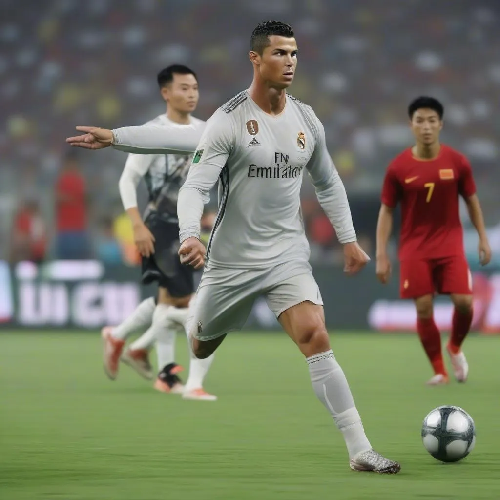 Ronaldo sút thủ môn Đặng Văn Lâm