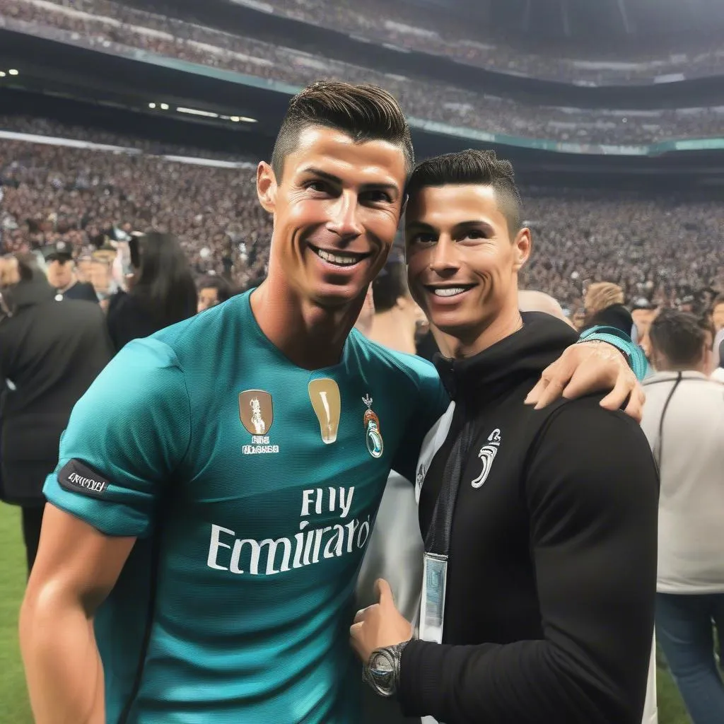 Ronaldo chụp ảnh cùng người hâm mộ