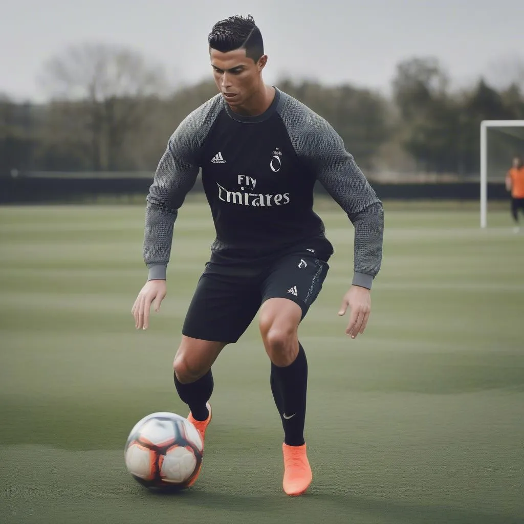 Cristiano Ronaldo trong buổi tập luyện