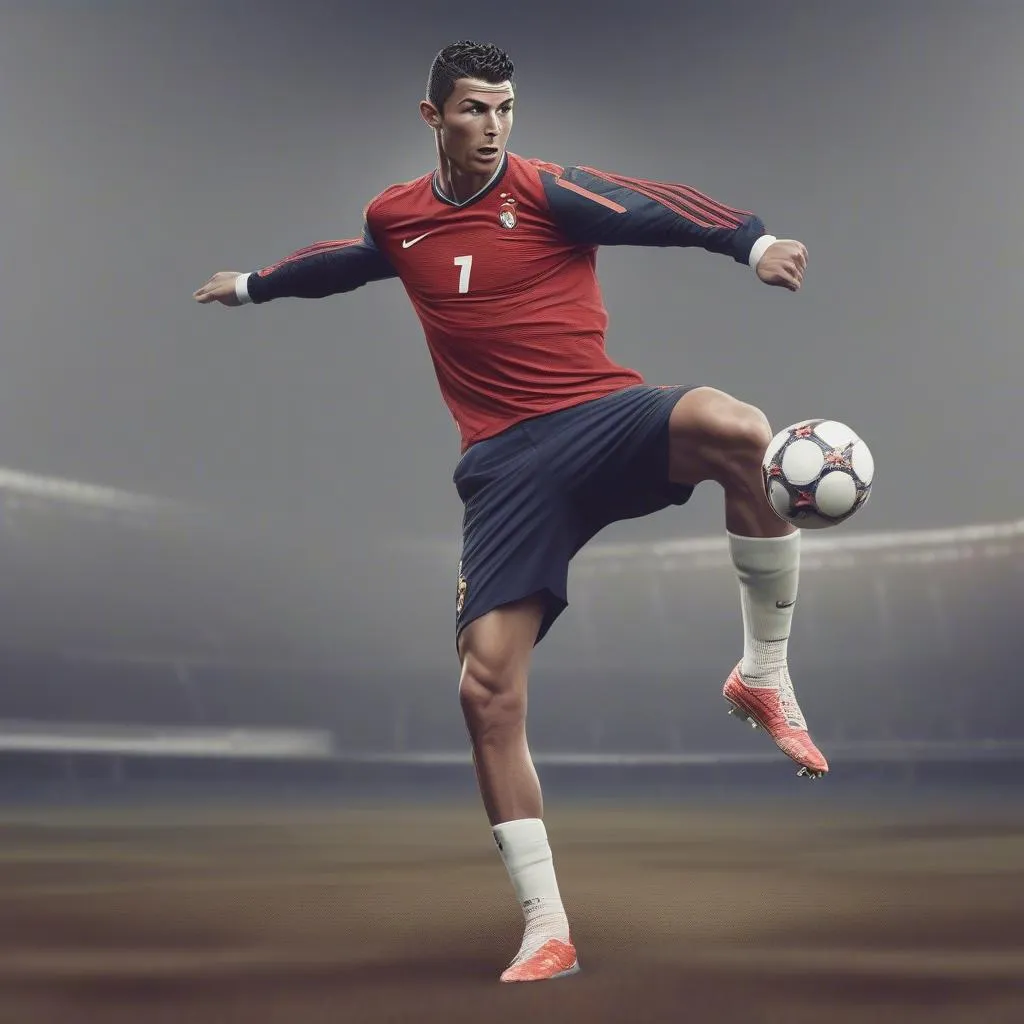 Ronaldo tập luyện bàn chân