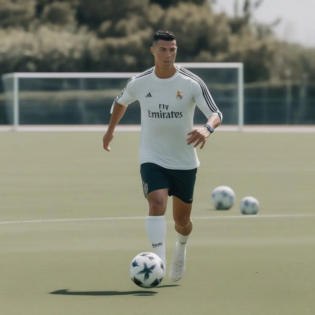 Ronaldo tập luyện bóng đá