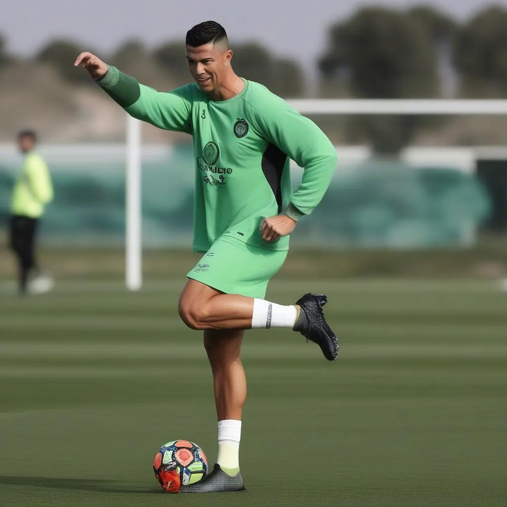 Ronaldo tập luyện bóng đá chuyên nghiệp