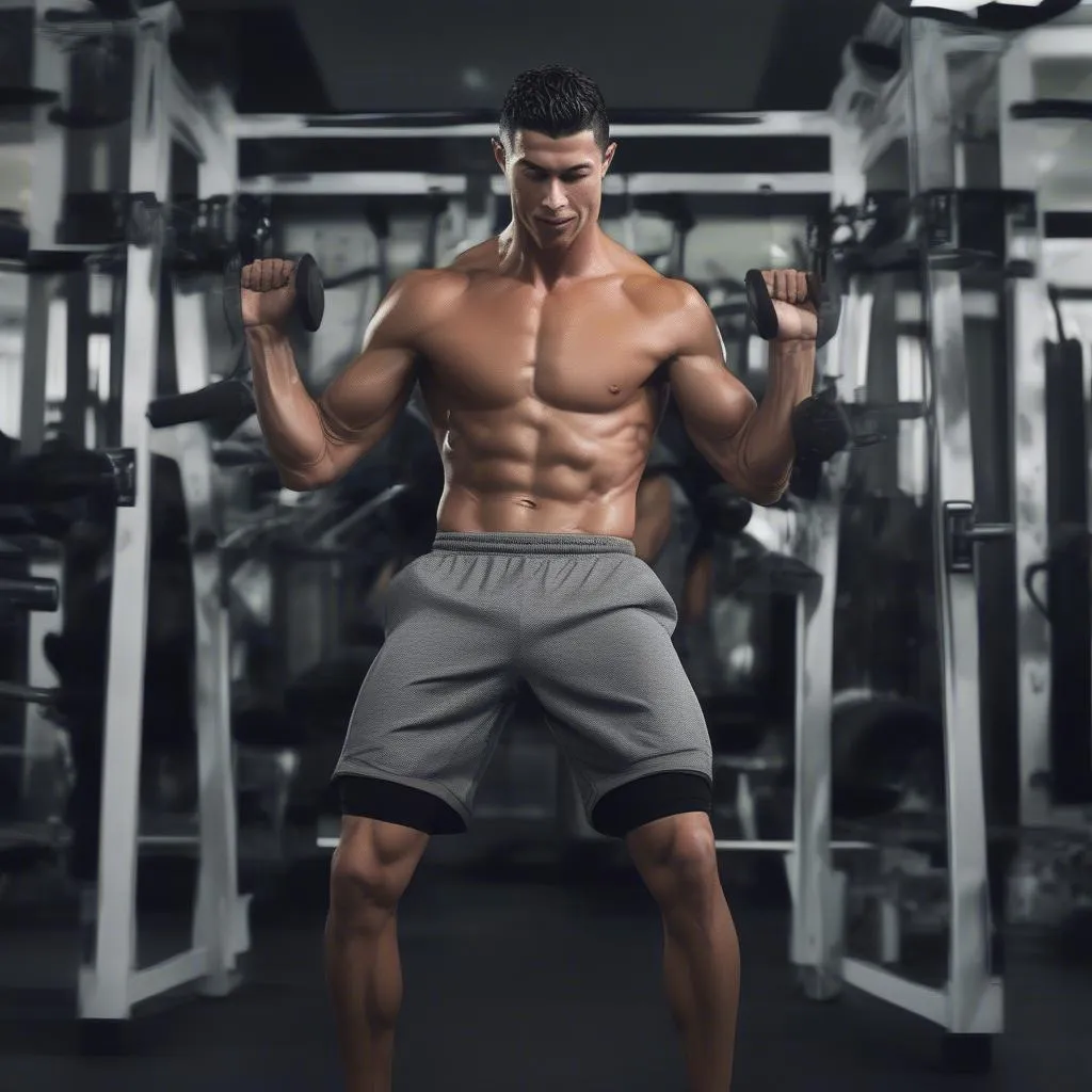 Cristiano Ronaldo training in the gym