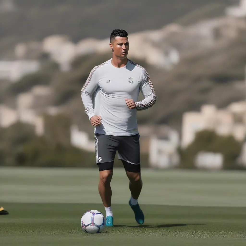 Ronaldo tập luyện ngoài trời