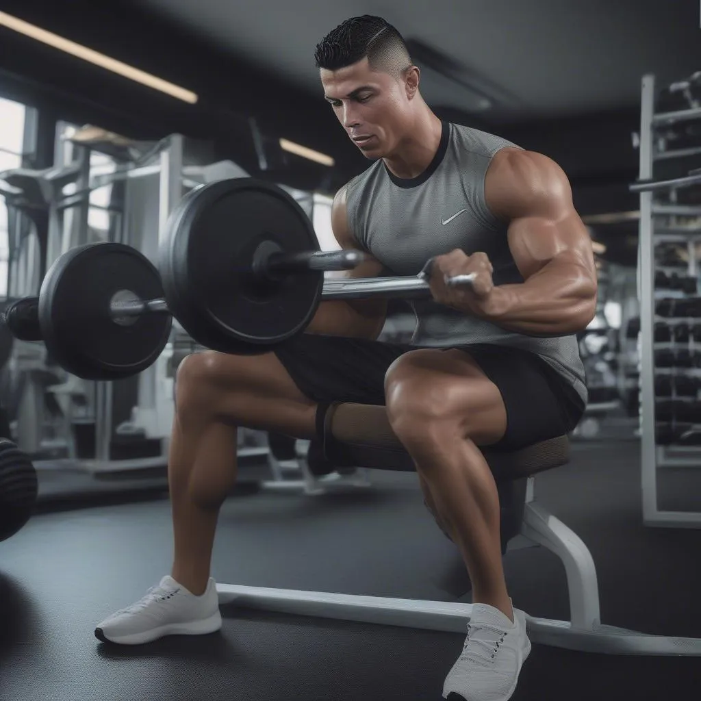 Ronaldo tập luyện tại phòng gym