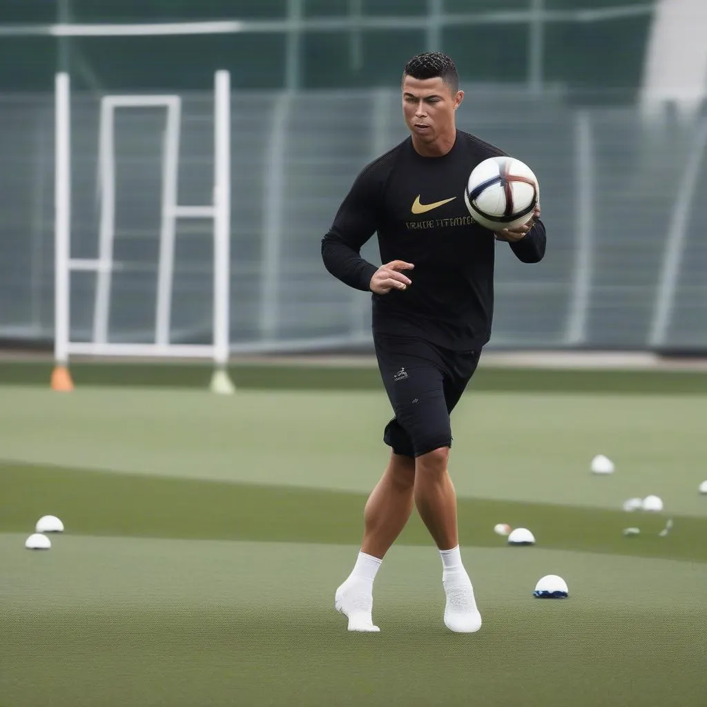 Ronaldo recovering during training