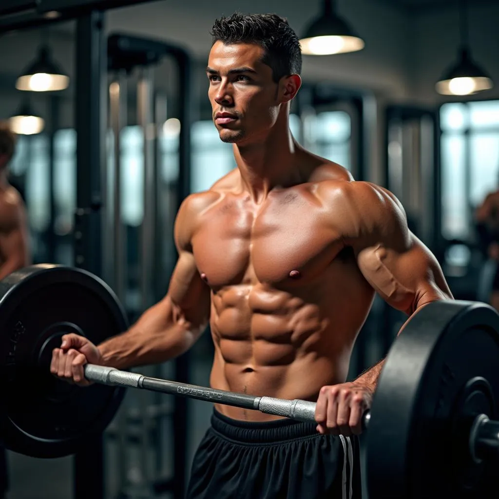 Cristiano Ronaldo tập luyện trong phòng gym