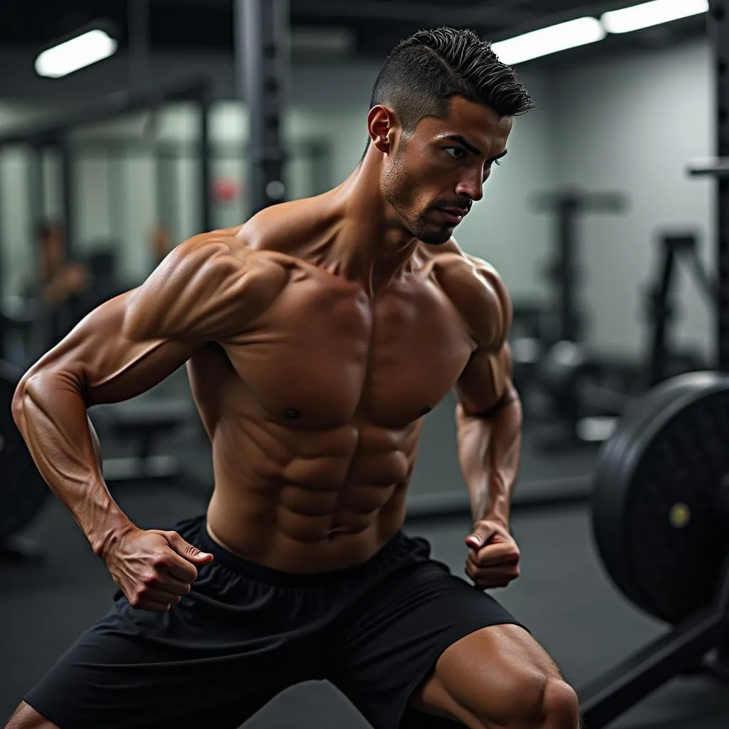 Ronaldo tập luyện trong phòng gym