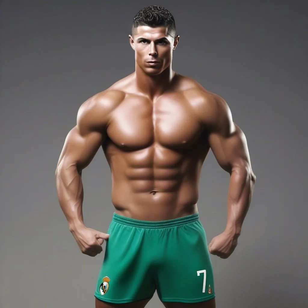 Hình ảnh chế Ronaldo với thân hình "bất thường"