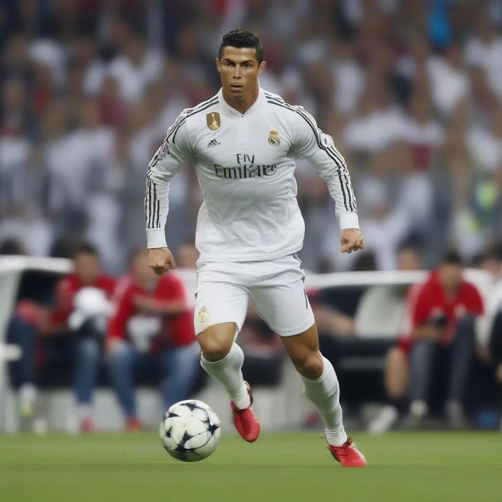 Cristiano Ronaldo chạy nước rút với tốc độ 34,6 km/h trong trận đấu giữa Real Madrid và Bayern Munich