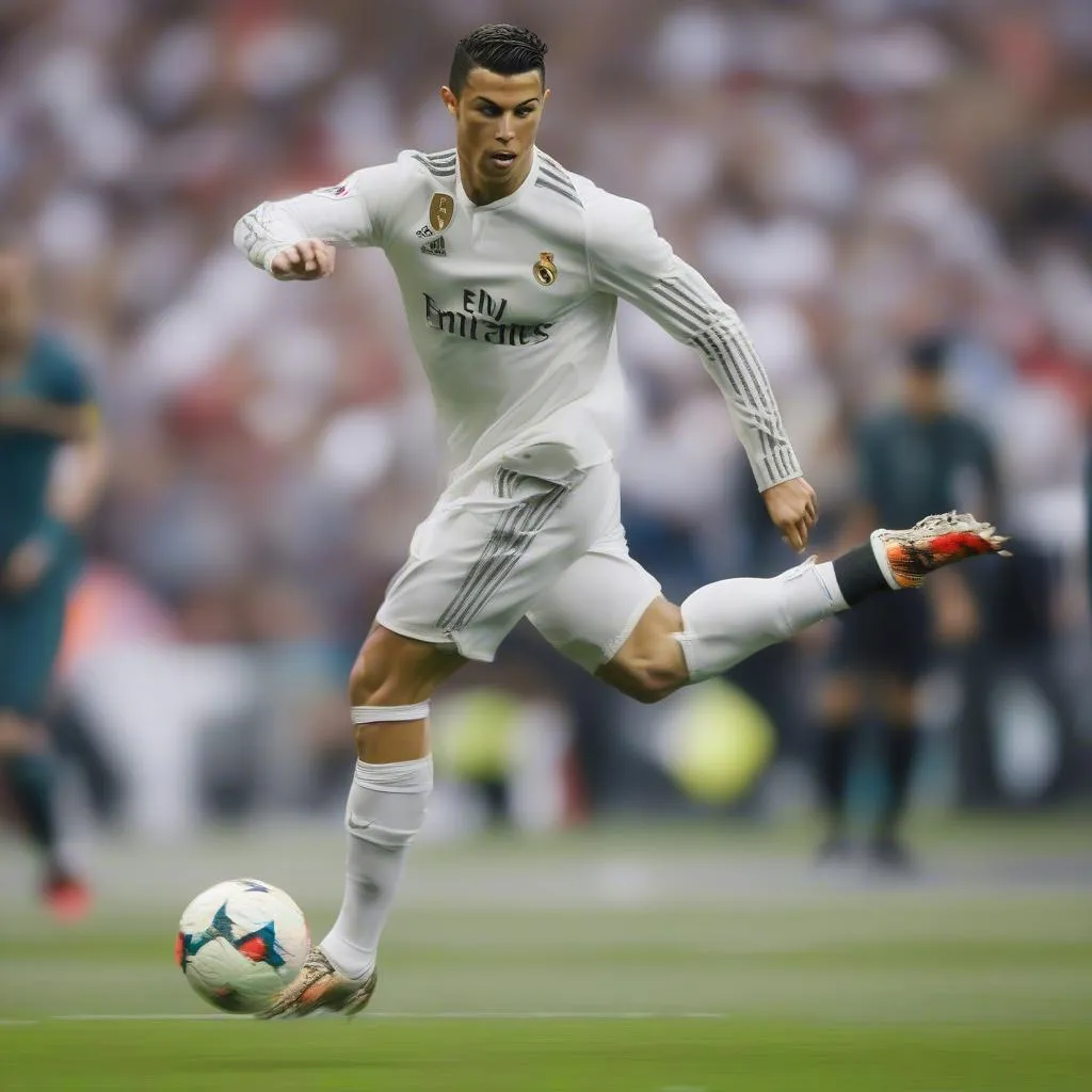 Cristiano Ronaldo đang di chuyển nhanh chóng để ghi bàn