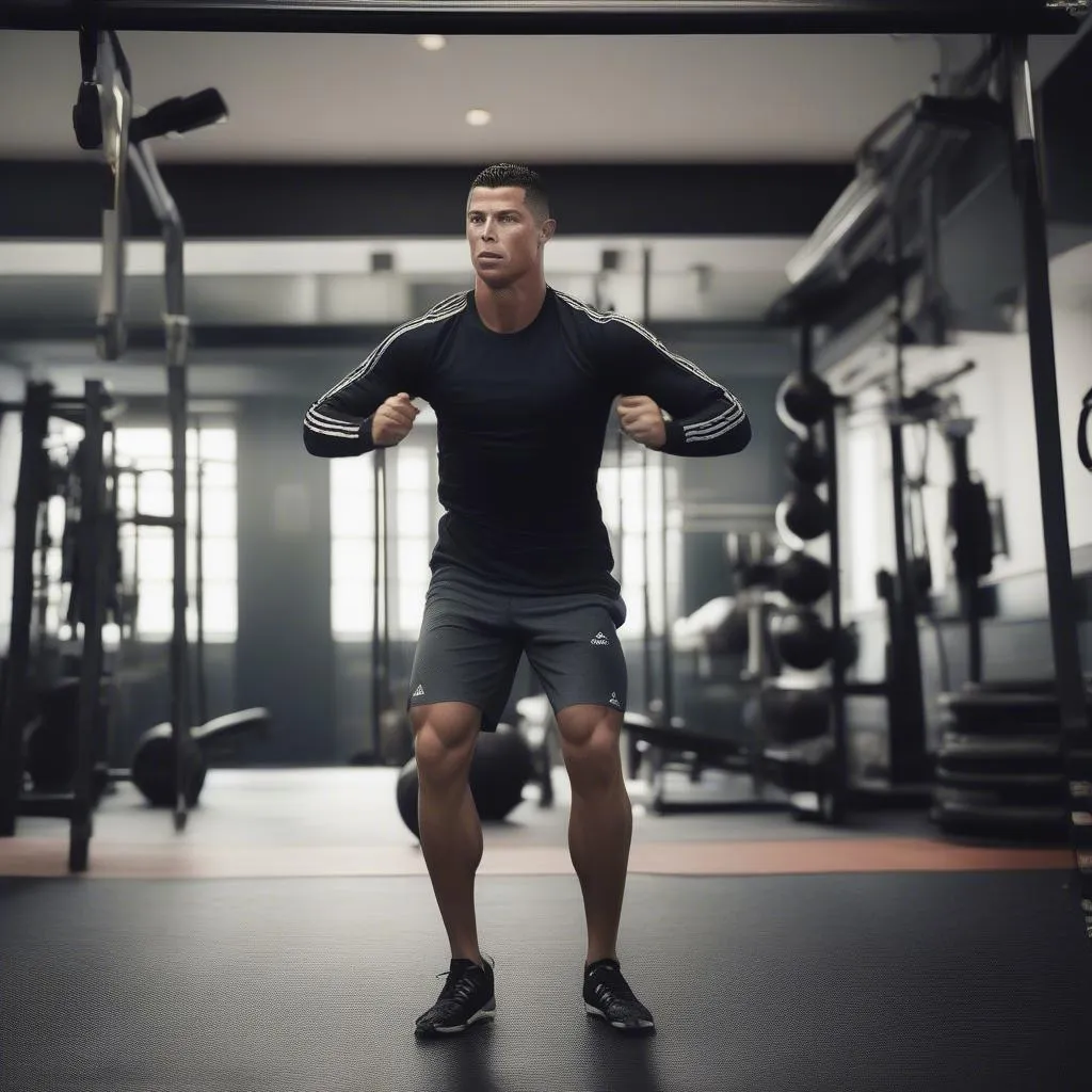 Ronaldo training in the gym