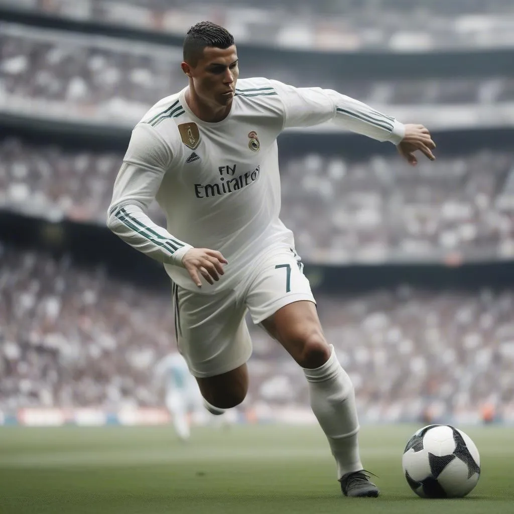 Ronaldo trên sân cỏ góc quay