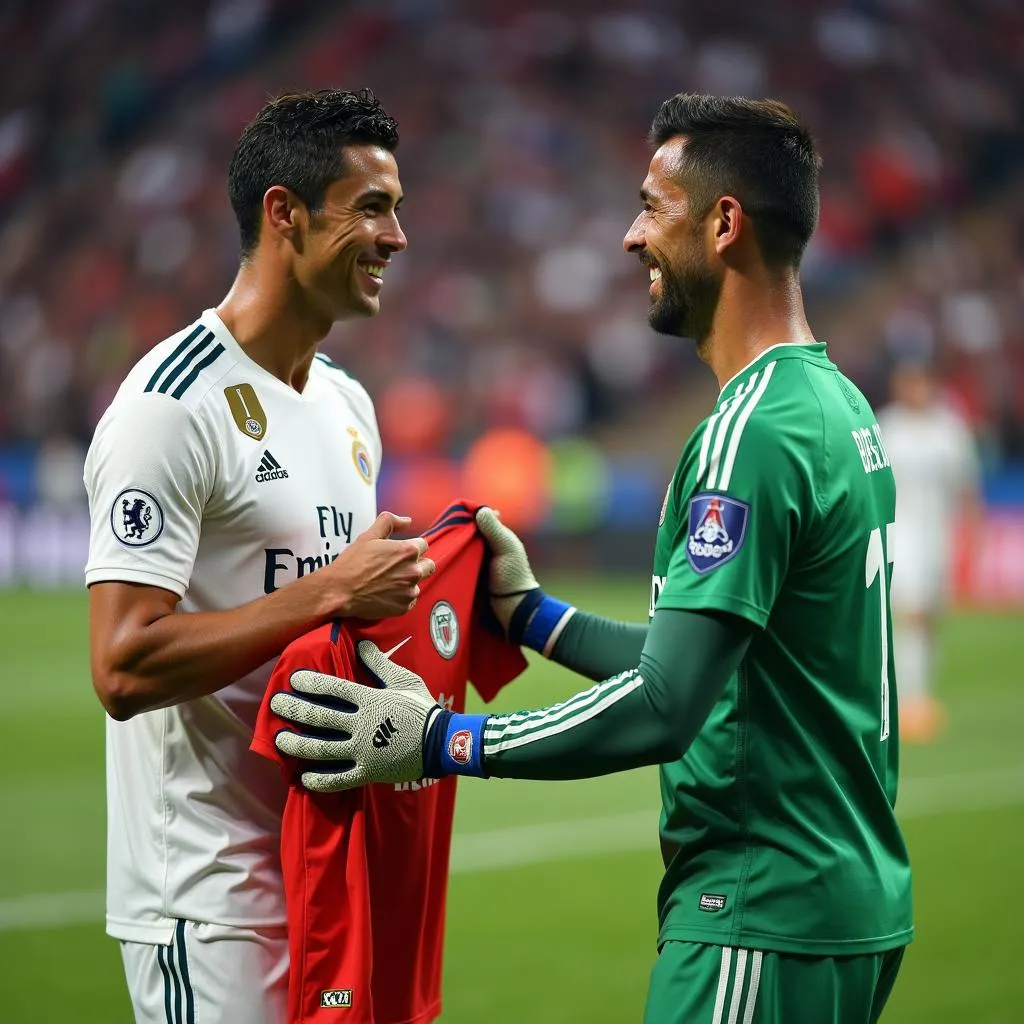 Ronaldo và Buffon trao đổi áo đấu