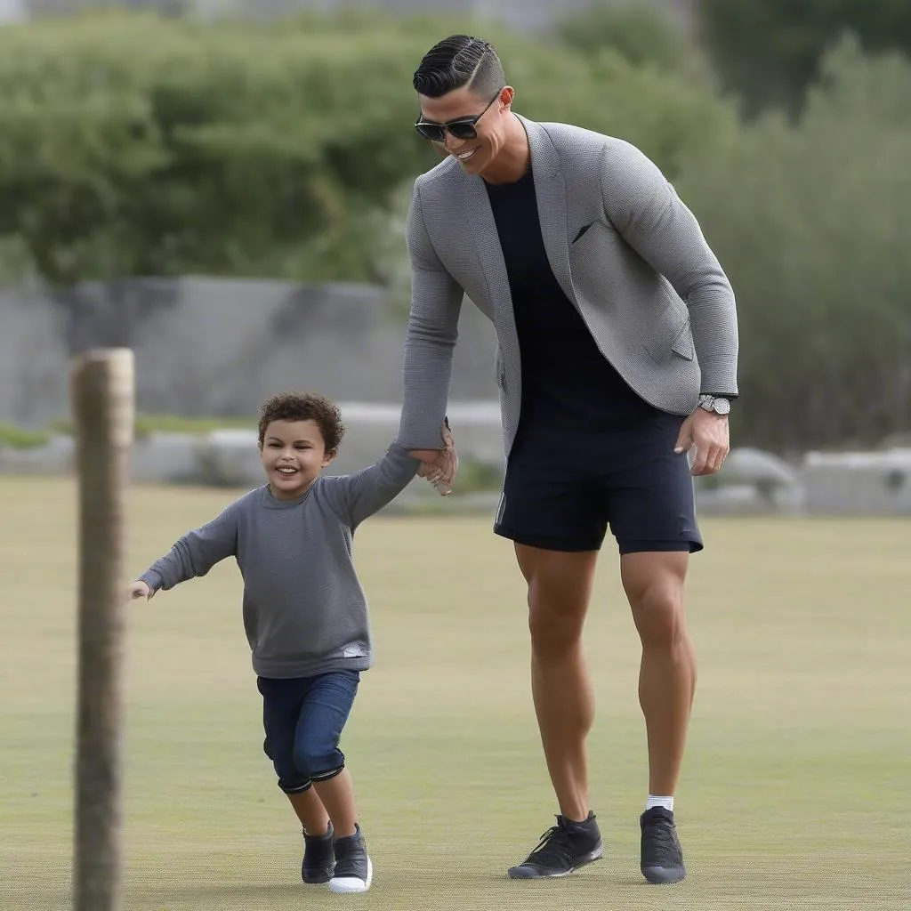 Cristiano Ronaldo và con trai Cristiano Ronaldo Jr.