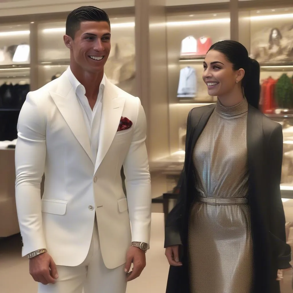 Cristiano Ronaldo và Georgina Rodriguez tại cửa hàng Gucci