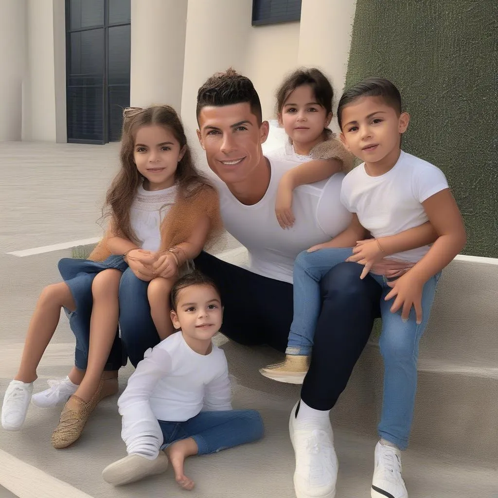 Cristiano Ronaldo và Georgina Rodriguez cùng các con