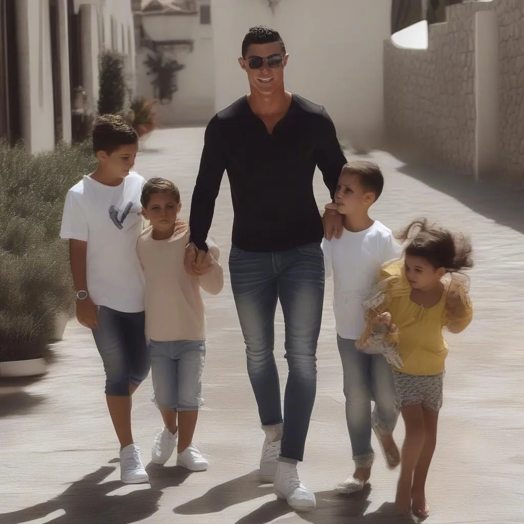 Cristiano Ronaldo with his family