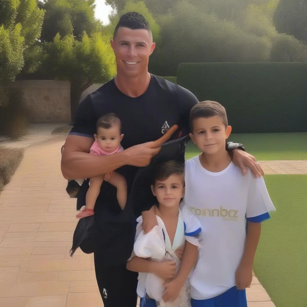 Ronaldo bên gia đình trong một buổi tiệc sinh nhật