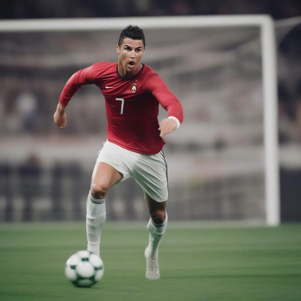 Hình ảnh Cristiano Ronaldo thi đấu đầy nỗ lực