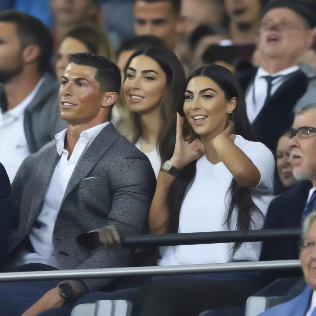 Ronaldo và vợ đi xem bóng đá