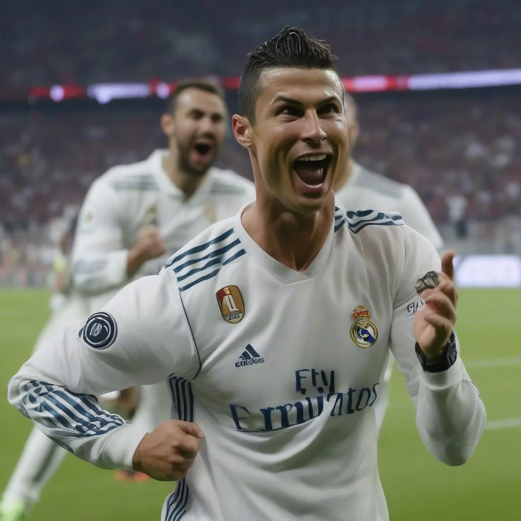 Ronaldo nâng cao chiếc cúp Champions League cùng Real Madrid năm 2016