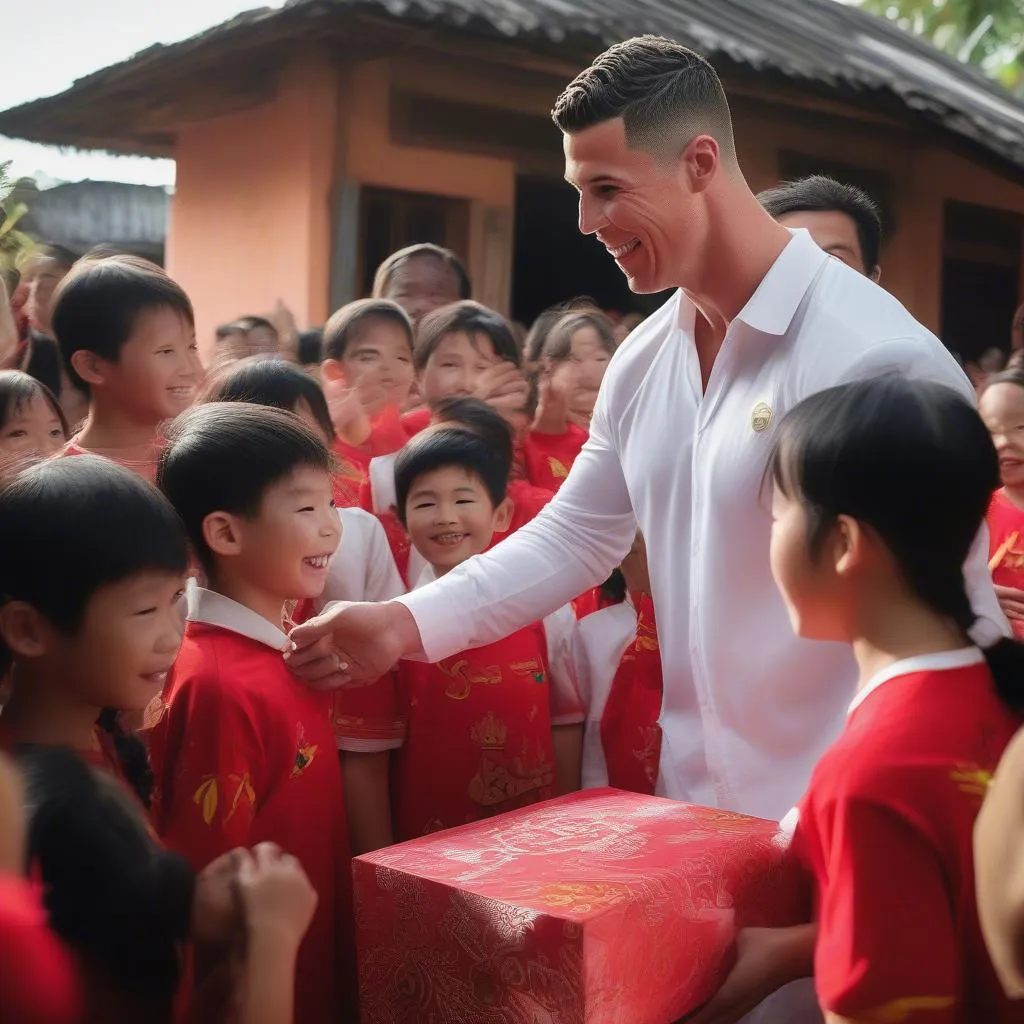 Ronaldo tặng quà cho trẻ em nghèo