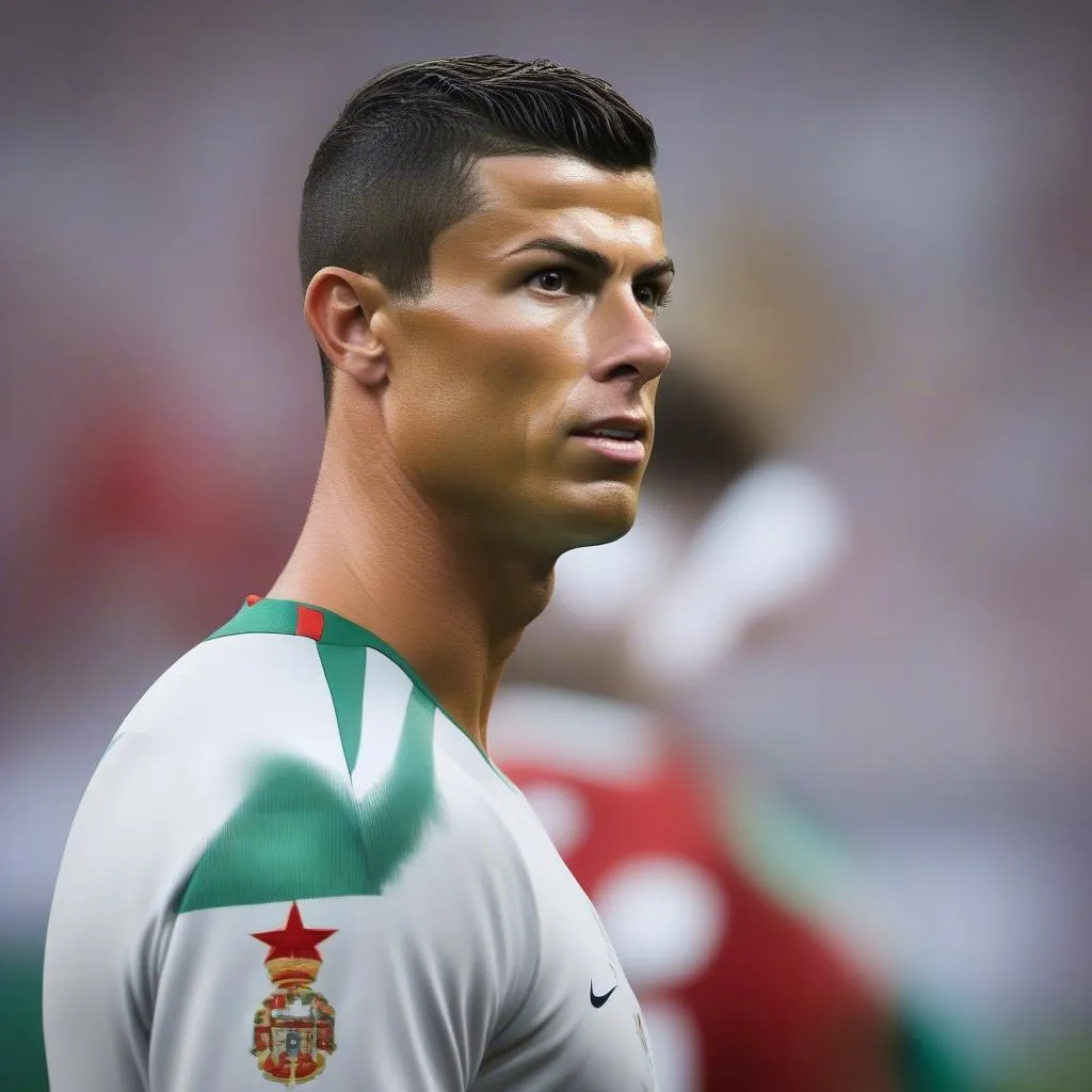 Hình ảnh Ronaldo trong màu áo đội tuyển Bồ Đào Nha