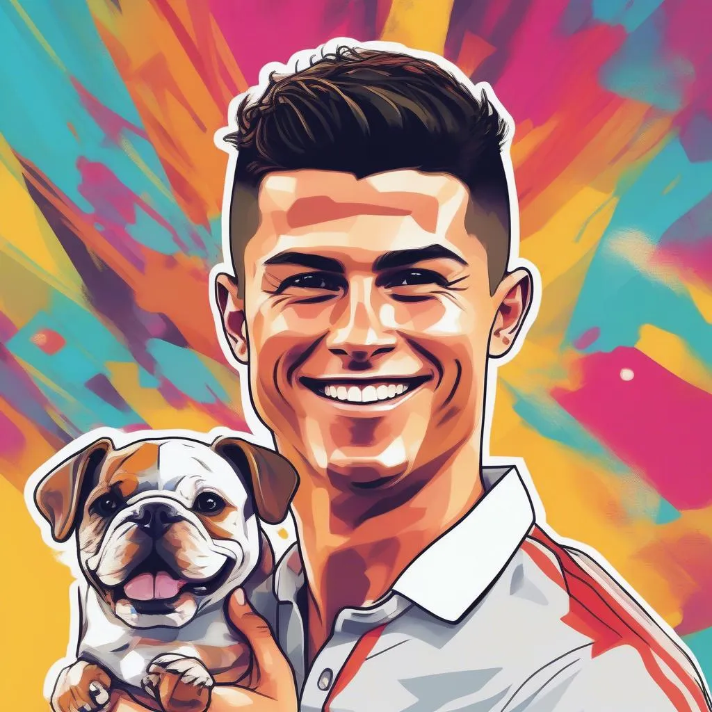 Hình nền Ronaldo với chú chó Bulldog đáng yêu