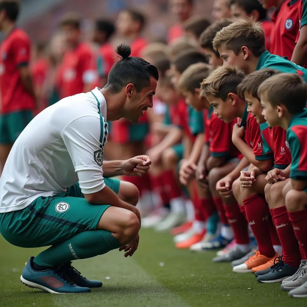 Cristiano Ronaldo with young fans