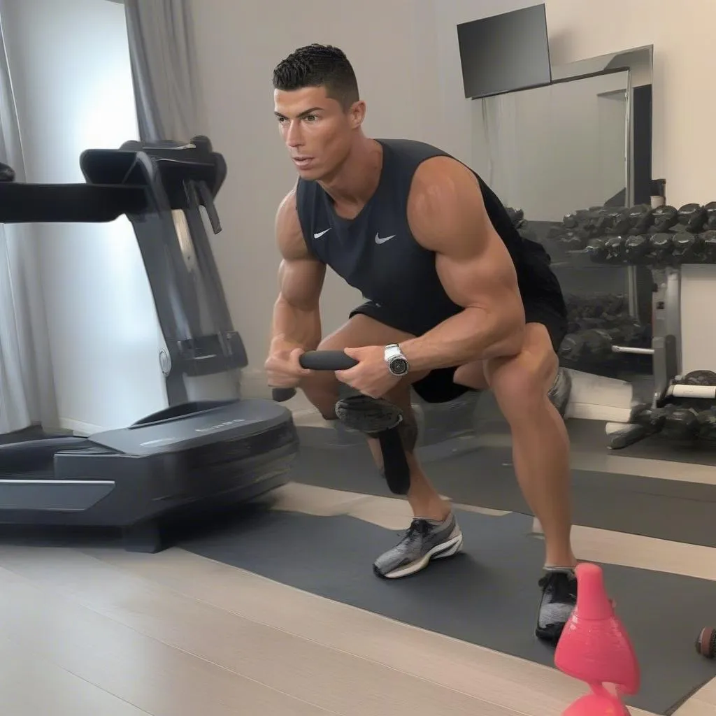 Cristiano Ronaldo tập luyện tại nhà