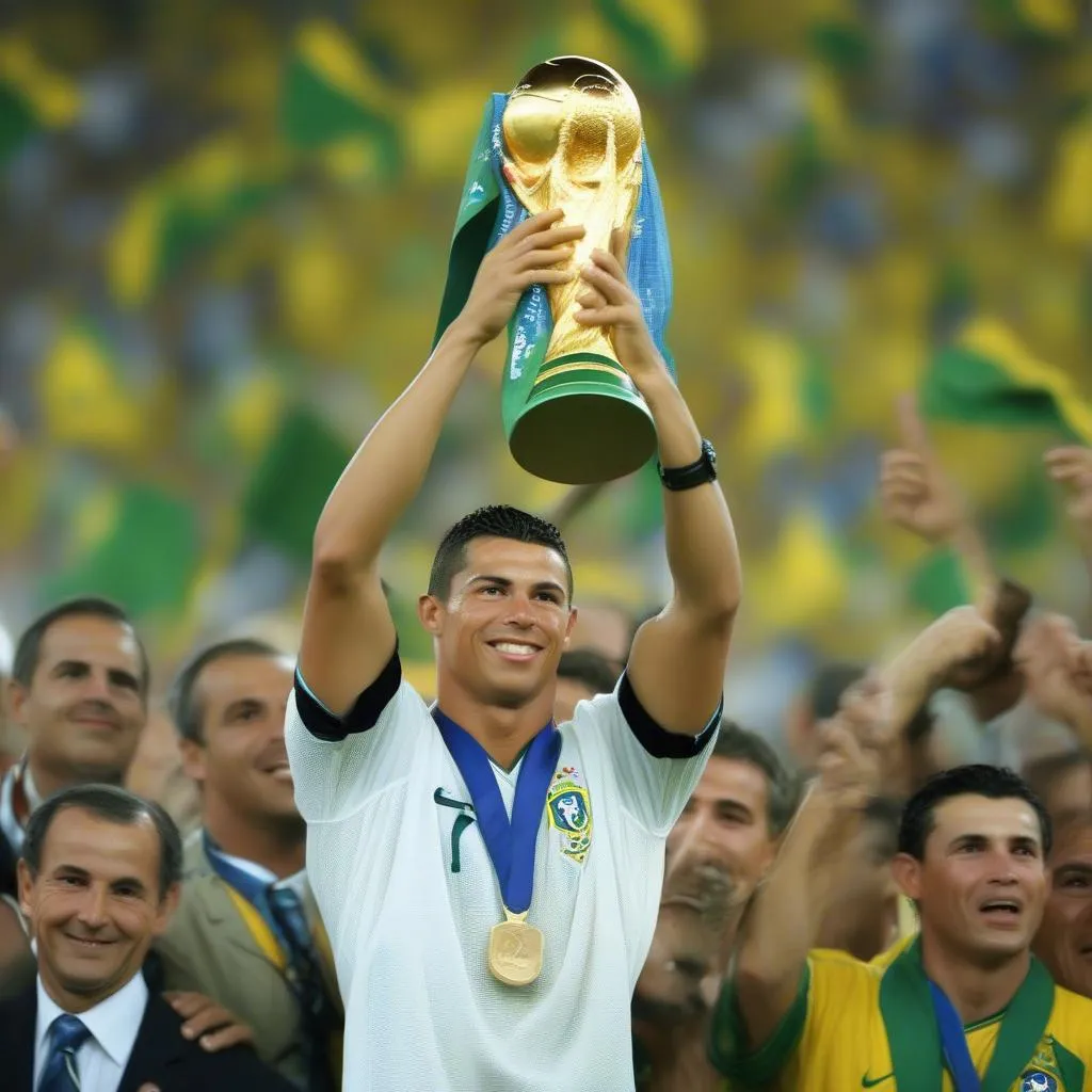 Ronaldo nâng cao cúp vô địch World Cup 2002