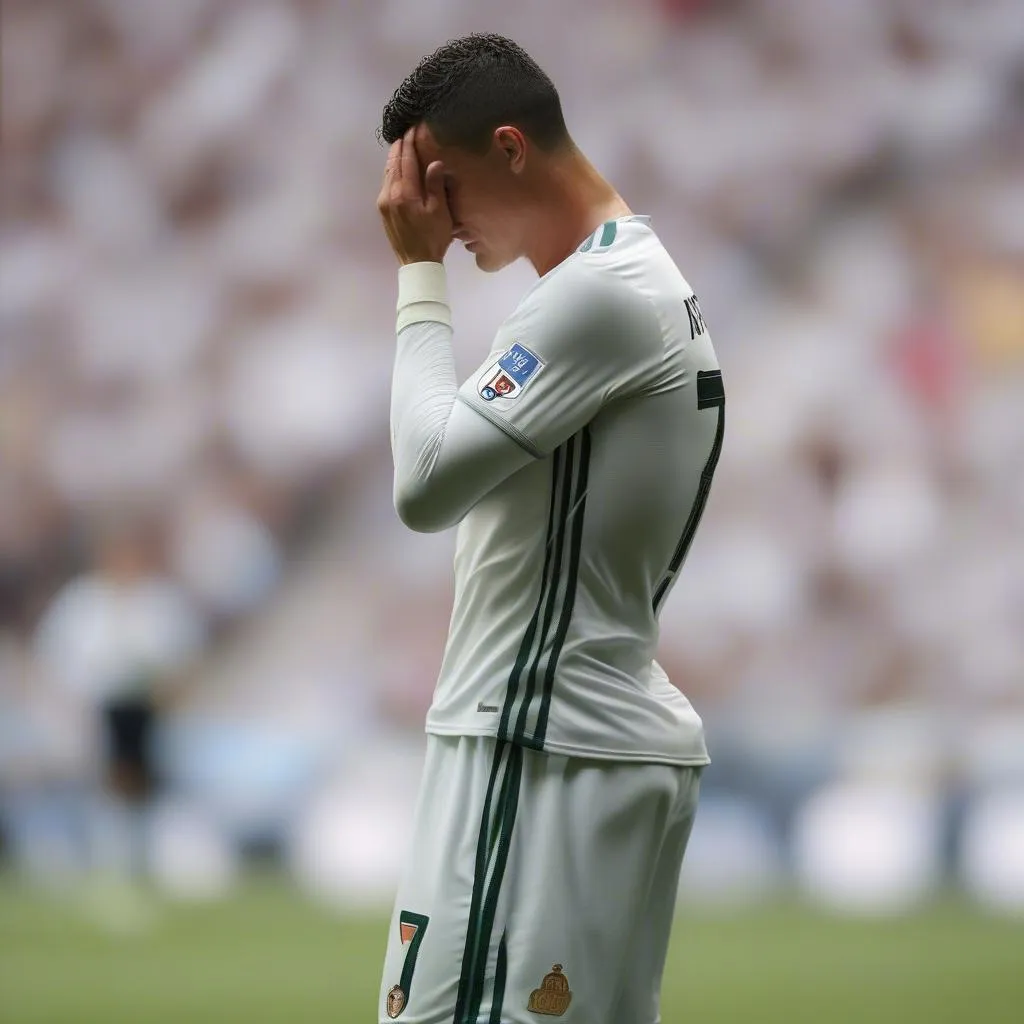 Ronaldo thất vọng sau khi sút hỏng